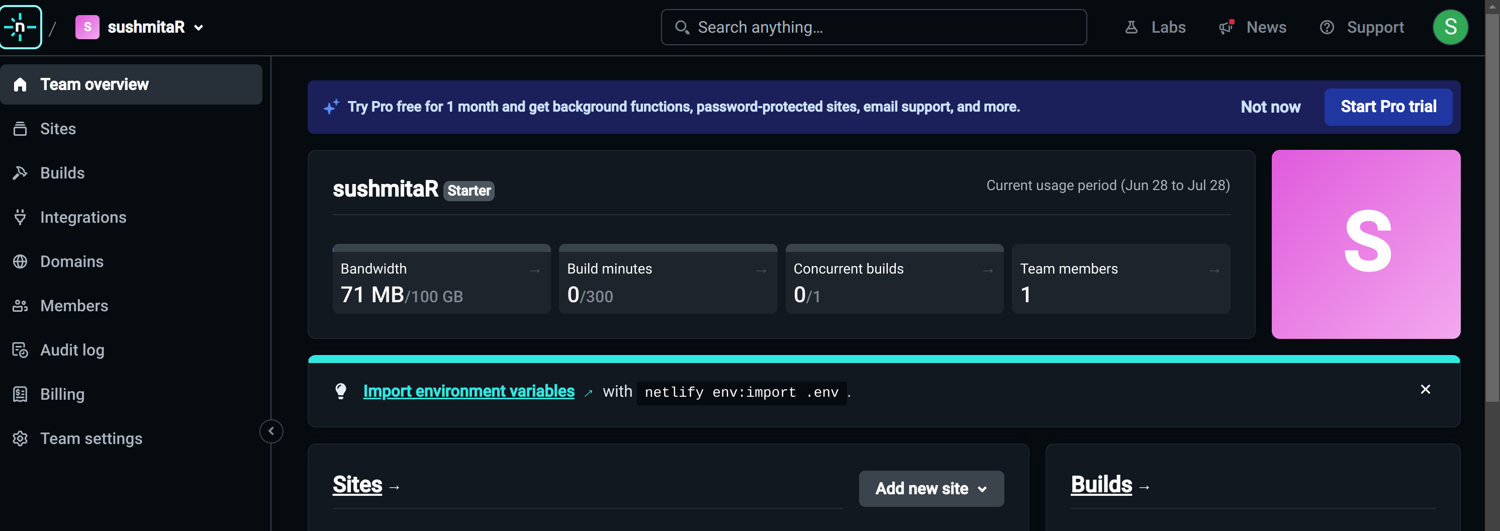how to host website in netlify free